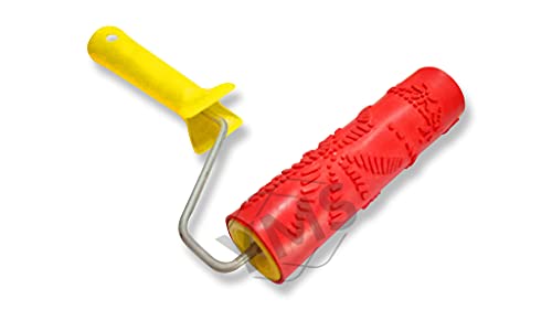 Image of YMS Empaistic Tree Pattern Rubber Roller with Handle, DIY Painting Tool Household Wall Art for Home Decoration (7 inch, Blue /Red)