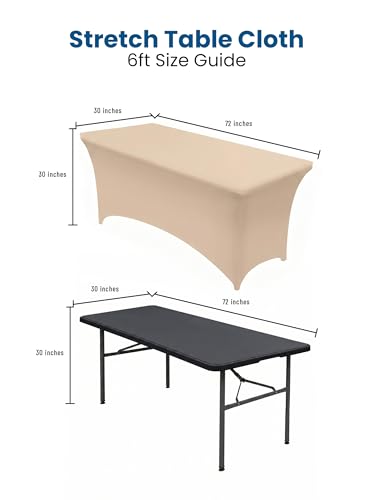Image of Utopia Kitchen Spandex Tablecloth 1 Pack [6FT, Champagne] Tight, Fitted, Washable and Wrinkle Resistant Stretch Rectangular Patio Table Cover for Event, Wedding, Banquet & Parties [72Lx30Wx30H Inch]