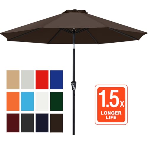 Image of ABCCANOPY 7.5FT Patio Umbrella Outdoor 6 RibsTable Umbrella(Brown) | Fade & UV Resistant Fabric,6 Fiberglass Ribs,Smooth Crank System,Wind Resistance,Great for Patio,Backyard,Garden,Deck