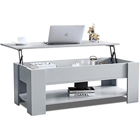 Lift-Up Coffee Table with Storage Shelf Cover