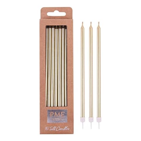 PME Gold Extra Tall Birthday Candles 16pk Cover