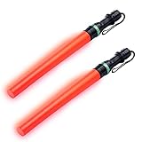 2 Pack 16 Inch Safety Traffic Control Wand LED Flashlight with Cones, Red LED Parking Wand with...