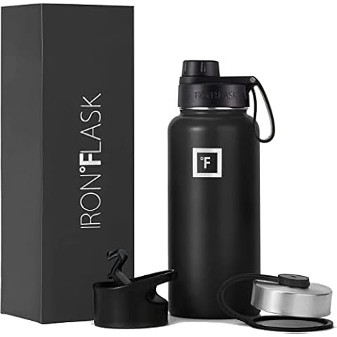 IRON °FLASK Sports Water Bottle - 945 ml, 3 Lids (Spout Lid), Vacuum Insulated Stainless Steel, Double Walled, Thermo Mug, Metal Canteen Cover