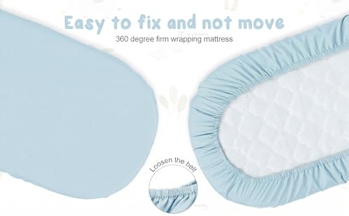 Image of 4 Pack Bassinet Fitted Sheets Compatible with 21 inch x 35 inch Amke, Ezebaby, Evolur Stellar and Mereryi Baby Bassinet, Soft and Skin-Friendly, Blue Dolphin & Cloud