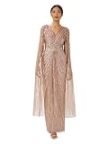 Adrianna Papell Women's Beaded Cape Long Dress, Rose Gold