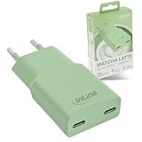 Inline Caricatore USB-C 30W, GaN Alimentatore di Alimentazione con Dual USB-C, PD, PPS, Ricarica Rapida per Smartphone, Tablet, Matcha Latte/Verde, 31590G