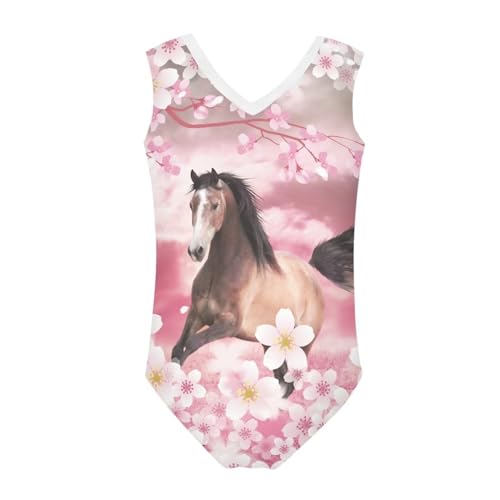 Girls Cartoon Pattern One-Piece Swimsuits Sport Racer Swimwear Beach Bathing Suit, Size 5-142