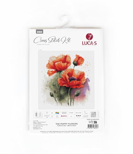 Image of Luca-S Cross Stitch Kit, The Poppy Flowers, Counted Cross Stitch Kit for Adults, Embroidery Kit, B7024