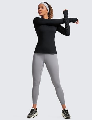 CRZ YOGA Womens Half Zip Long Sleeve Pullover Shirts Slim Fit Workout Yoga Athletic Tops with Thumbholes3