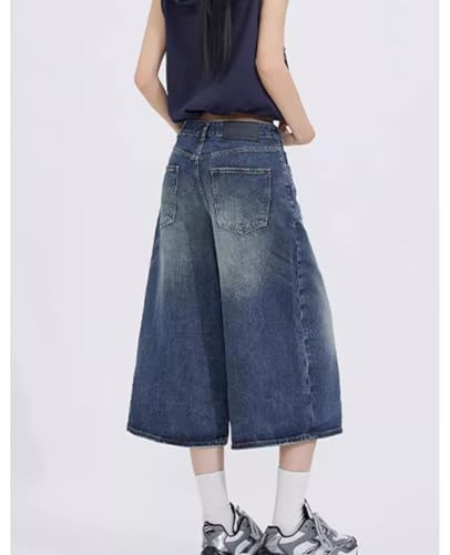 Baggy Wide Leg Cropped Jeans for Women Men Low Waist Jorts Y2k Casual Denim Pants Grunge Summer Clothes.4