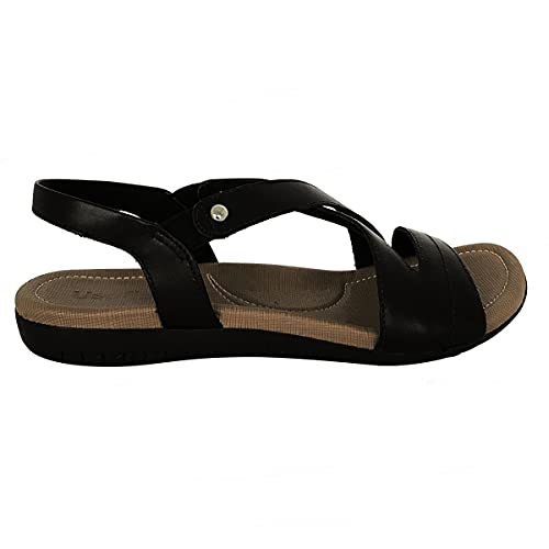 Sandália Couro Usaflex Rasteira Transpasse - Preto - 38