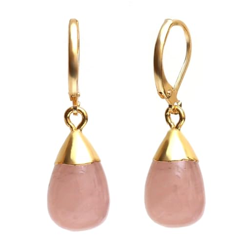 Gempires Natural Electro Plated Dew Drop Leverback Earring, 14k Yellow Gold Plated Handmade Jewelry, Boho Earrings For Women