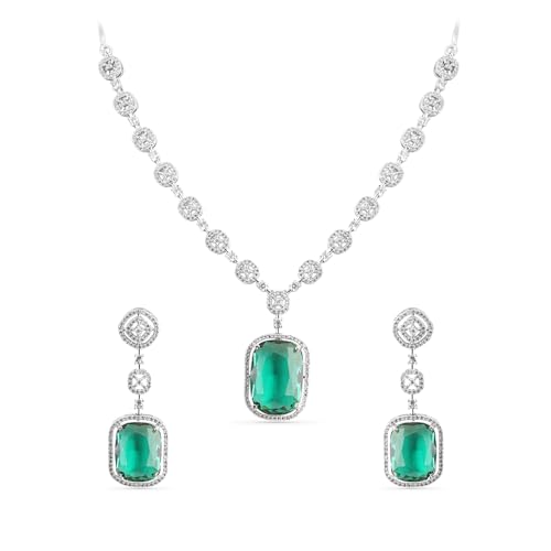 Image of Rubans Necklace Set American Diamond Zirconia Jewellery Gift for Women & Girls
