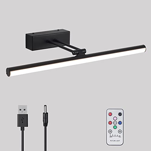 HOWMZON Picture Light,20inches Picture Frame Light, Art Light for Paintings,Rechargeable Picture Light Battery Operated, Picture Lights for Wall(Black)