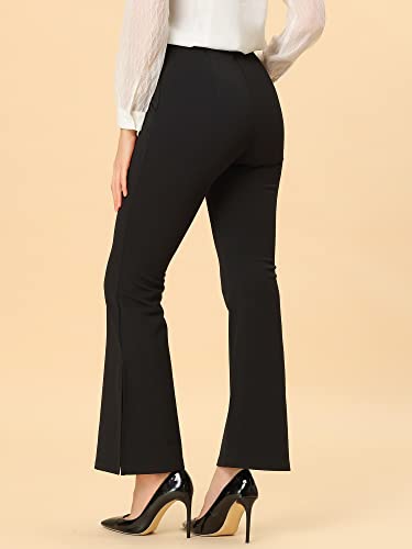 Allegra K Women's Elegant Trousers High Waist Slit Hem Flare Leg Stretch Work Pants4