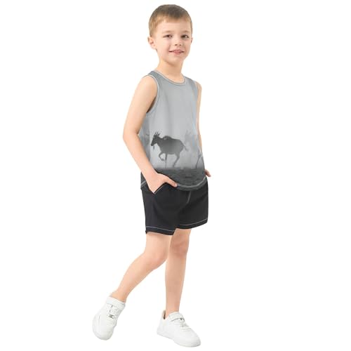Running Goat Children Athletic Tank Tops Sleeveless Kids Vest Active Shirts for Soccer Teenis Exercise Beach 3T4