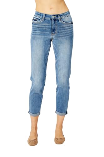Judy Blue Women's Mid-Rise Cuffed Slim Fit Jeans2