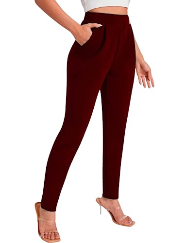 Image of Dream Beauty Fashion Women's High Waist Regular Fit Trouser, Elastic Staright Pants, for Casual Office Work wear (Virat)