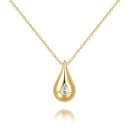 14K Gold Necklaces for Women Gold Pendant Necklaces for Women Trendy with Cubic Zirconia Delicacy and Grace Everyday Simple Teardrop Necklace for Womens
