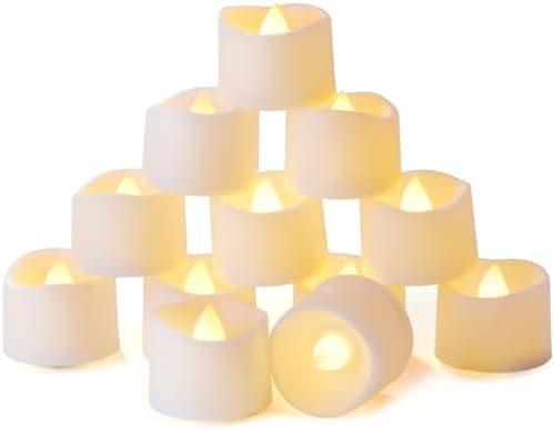 Homemory Battery Tea Lights with Timer, 6 Hours on and 18 Hours Off in 24 Hours Cycle Automatically, Pack of 12 Timing LED Candle Lights in Warm White