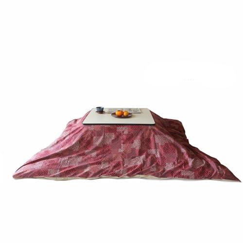 Kotatsu Futon Inner and Cover Seigaiha Pattern Red for Square kotatsu Natural Cotton Filling Handmade