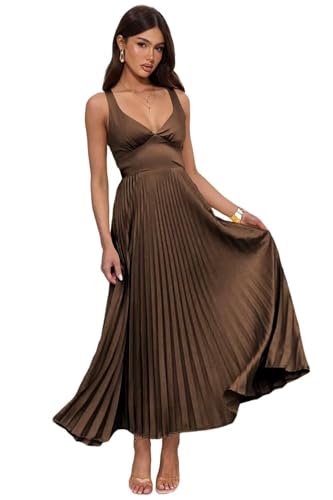 Long Bridesmaid Dresses Pleated Wide Straps Wedding Guest Dress Satin Backless Prom Gown for Women