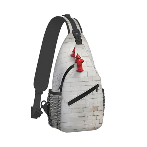 Bolso bandolera con estampado de pared de ladrillo blanco miniatura 2