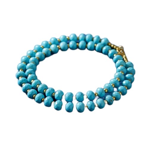 Collier turquoise naturelle 8mm LKBEADS ras de cou fait main 45cm