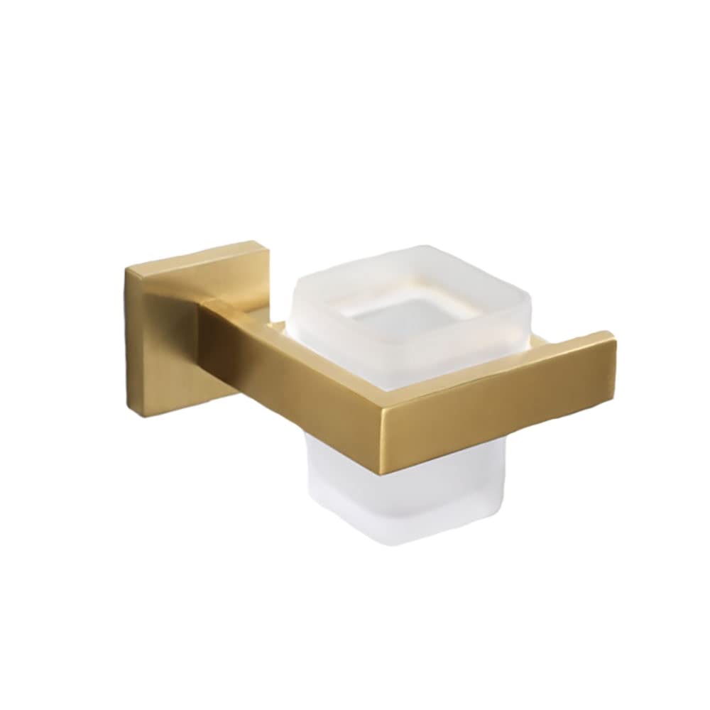 Portaspazzolino Portaspazzolino da Parete for Bagno, Bicchiere in Vetro Smerigliato con Supporto Supporto da Parete in Acciaio Inossidabile Lucido, Set di Tazze Rotonde for Dentifricio for Bagno Hotel