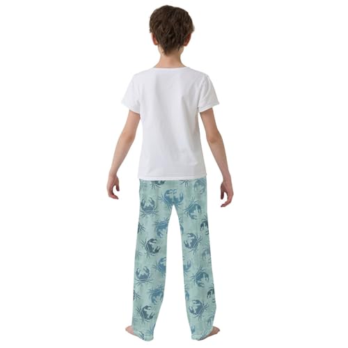 ZZXXB Retro Crab Boys Long Pants Soft Trousers Elastic Waist Kids Lounge Bottoms with Pockets S-XL3