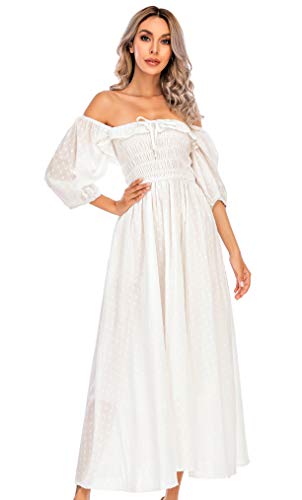 R.Vivimos Women Summer Half Sleeve Cotton Ruffled Vintage Elegant Backless A Line Flowy Long Dresses2