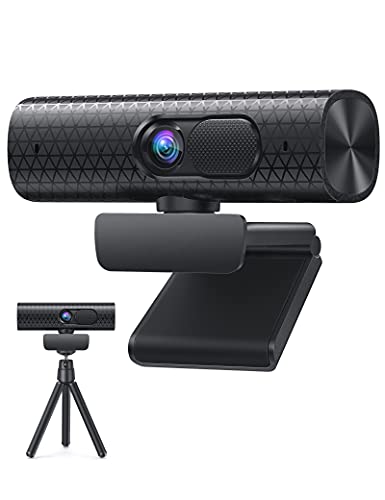 2K Webcam with Dual Microphones, FHD 1080P/60fps Web Camera, Autofocus, 4X Digital Zoom, USB 2.0 Streaming Webcam with Tripod and Cover Slide for PC, Laptop, Mac, Zoom, Skype, YouTube