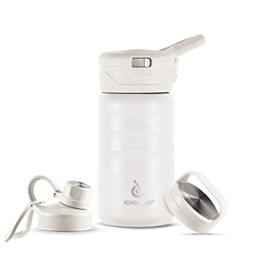 IDEUS Insulated Water Bottle 360ml/12oz, Stainless Steel Water Bottle for School Insulated Bottles with Straws Leakproof