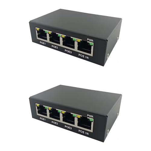 ISTOVO 2X 4 Puertos Gigabit Completo PoE Extensor/Repetidor 100/1000M Extensor de Conmutador de Red para PoE Switch NVR Cámara IP Ap