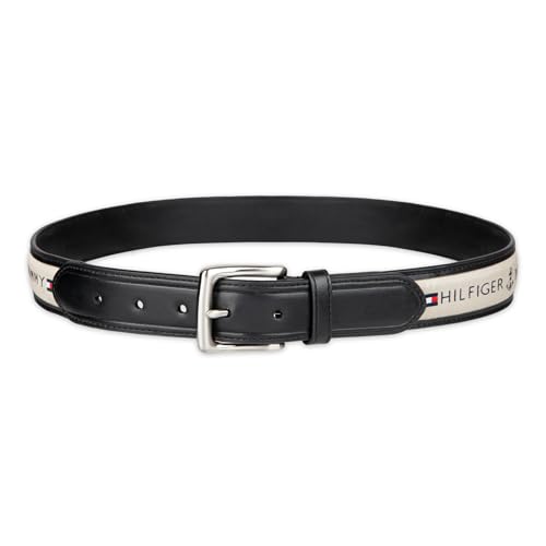 Tommy Hilfiger mens Fabric Inlay Casual Belt With Classic Harness Buckle