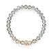 Produktbild JEWELS BY LEONARDO Armband Berna  elastische Armkette aus goldfarbenem Edelstahl  graue Glasperlen mit goldenem Element mit Zirkoniasteinchen  19 cm Länge  Schmuck Geschenk für Frauen  024875