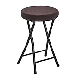 VECELO 折りたたみチェア スツール 丸椅子 スリム 軽量 持ち運び 完成品 組立不要 座面高48cm 耐荷重100kg ファブリック ブラウン