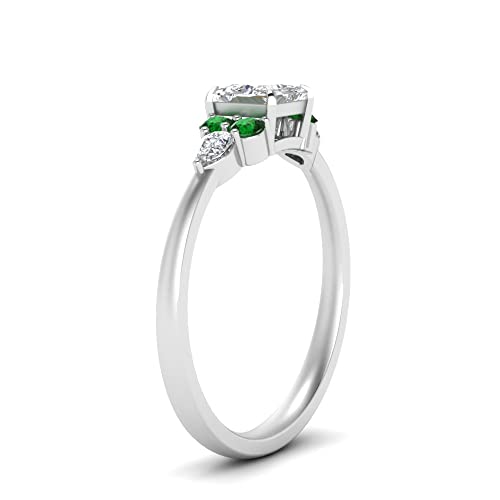 Image of Choose Your Gemstone Princess Shape Accented Engagement Ring 925 Sterling Silver Minimal Modern Design Birthday Gift Wedding Gift Side Stone Engagement Rings : US Size 4 to 12