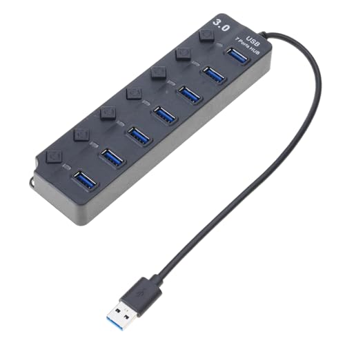 7 Puertos USB3.0 Switches Individuales Luces LED Splitter USB para De Juegos Portátiles Adaptador Expansión USB