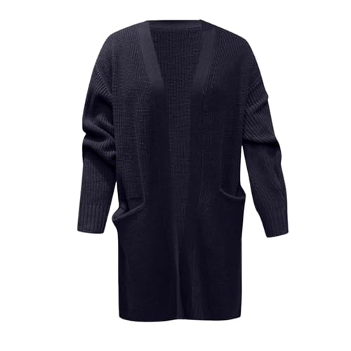 Womens Cardigan Open Front Long Sleeve Knit Sweater Coat with Pockets - image 3