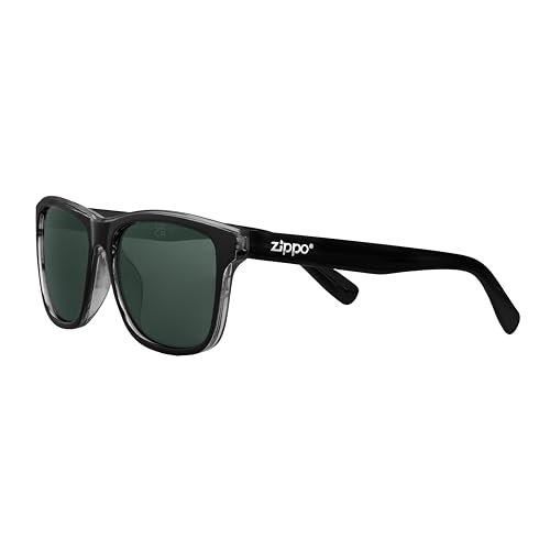 Lunettes de soleil Zippo polarisées noires et verres verts pour homme et femme