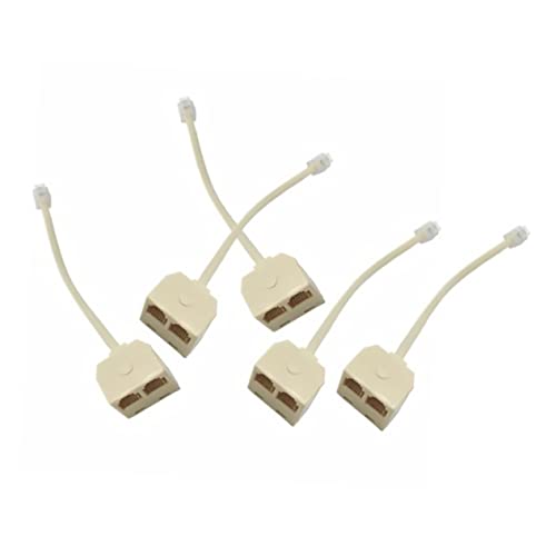 QUMIIRITY 5pcs Socket Adapter Telephone Splitter for Wall Connection Dual Phone Use Easy Installation Call Quality Compatible Standard Landline Systems