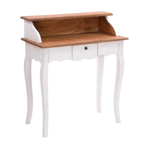 DESIGN DELIGHTS Vintage MASSIVHOLZ SEKRETÄR Napoleon | 80x92x40cm (BxHxT), Mahagoni, Shabby Style Konsolentisch | Schreibtisch im Vintage Stil | Farbe: 06 weiß-Landhaus