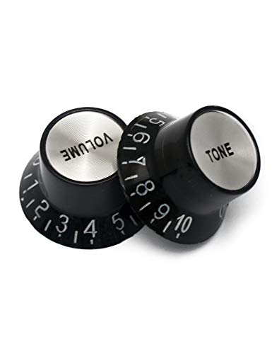 Metallor Electric Guitar Top Hat Knobs Speed Control Knobs 2 Volume 2 Tone Compatible With Les Paul Lp Electric Guitar Parts Replacement (Black) #TOP5