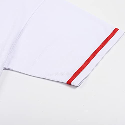 Pullonsy White Custom Baseball Jerseys For Men Women Unisex Button Up Shirts Classic Solid Outfits Clothing Red Stripe-White Jersey,Men Size Medium #TOP4