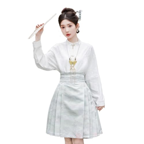 Jupe visage de cheval courte et haut d'été : restez fraîche en costume Hanfu chic