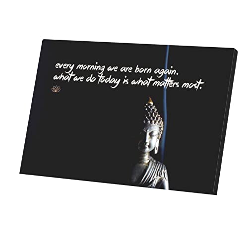 Toile imprimée Bouddha décoration murale spirituelle et citation bien-être 45x30