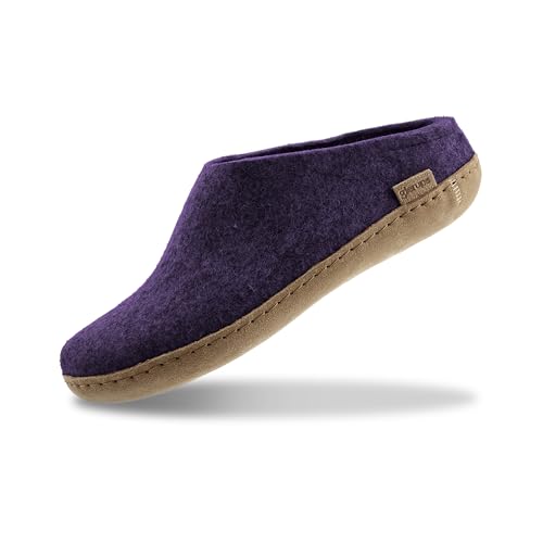 Image of Glerups 100% quality wool mix Slipper with leather sole - Unisex Slip-on
