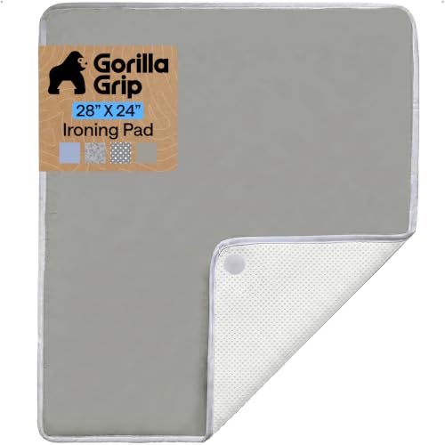 Image of Gorilla Grip Premium Ironing Pad, Magnetic Laundry Pad, 28 x 24 Inch, Heat and Scorch Resistant, Iron Board Mat for Table Top, Washer, Dryer, Durable Pads Great for Travel, Silver