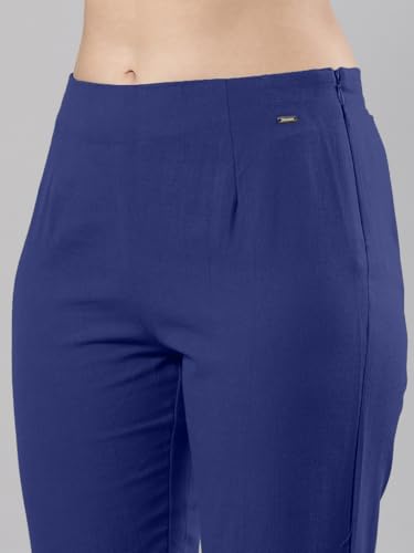 Image of Femmora Comfortable Fit Solid Straight Pant, Breathable Cotton Fabric with Side Zip Button Closure, for Women, Pack of 1